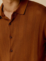 Men's Brown Casual Regular Fit Solid Half Sleeves Shirt