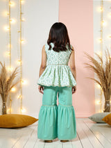 Girls Green Ethnic Top & Bottom Set