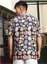 Unisex Original Relaxed Fit Graphic Printed Cuban Collar Casual Shirt