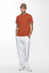 Men's Rust Casual Slim Fit Solid Half Sleeves Tshirt