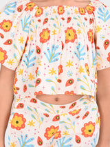 Girls Multicolor Casual Printed Regular Fit Half Sleeves Clothing Set