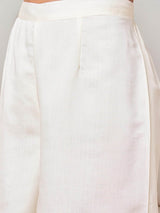 Women's Off White Roman Silk 3 Pieces Kurta Set