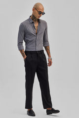 Men's Grey Casual Slim Fit Solid Full Sleeves Shirt