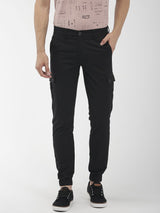 Men's Slim Fit Solid Mid Rise Cuffed Cargo