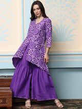 Women's Purple Regular Kurta Sets