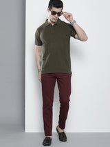 Men's Slim Fit Solid Mid Rise Stretchable Chinos