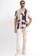 Men's Beige Casual Regular Fit Printed Half Sleeves Shirt