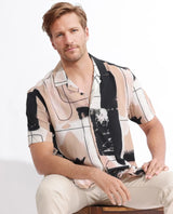 Men's Beige Casual Regular Fit Printed Half Sleeves Shirt