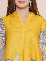 Women's Yellow Floral Printed Regular Kurta with Palazzo