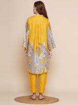 Women's Yellow Floral Printed Regular Kurta with Palazzo