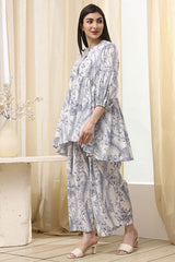 Women's White Festive Three Quarter Sleeves Co-ords Set