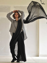 Women's Black Mul Cotton Saree