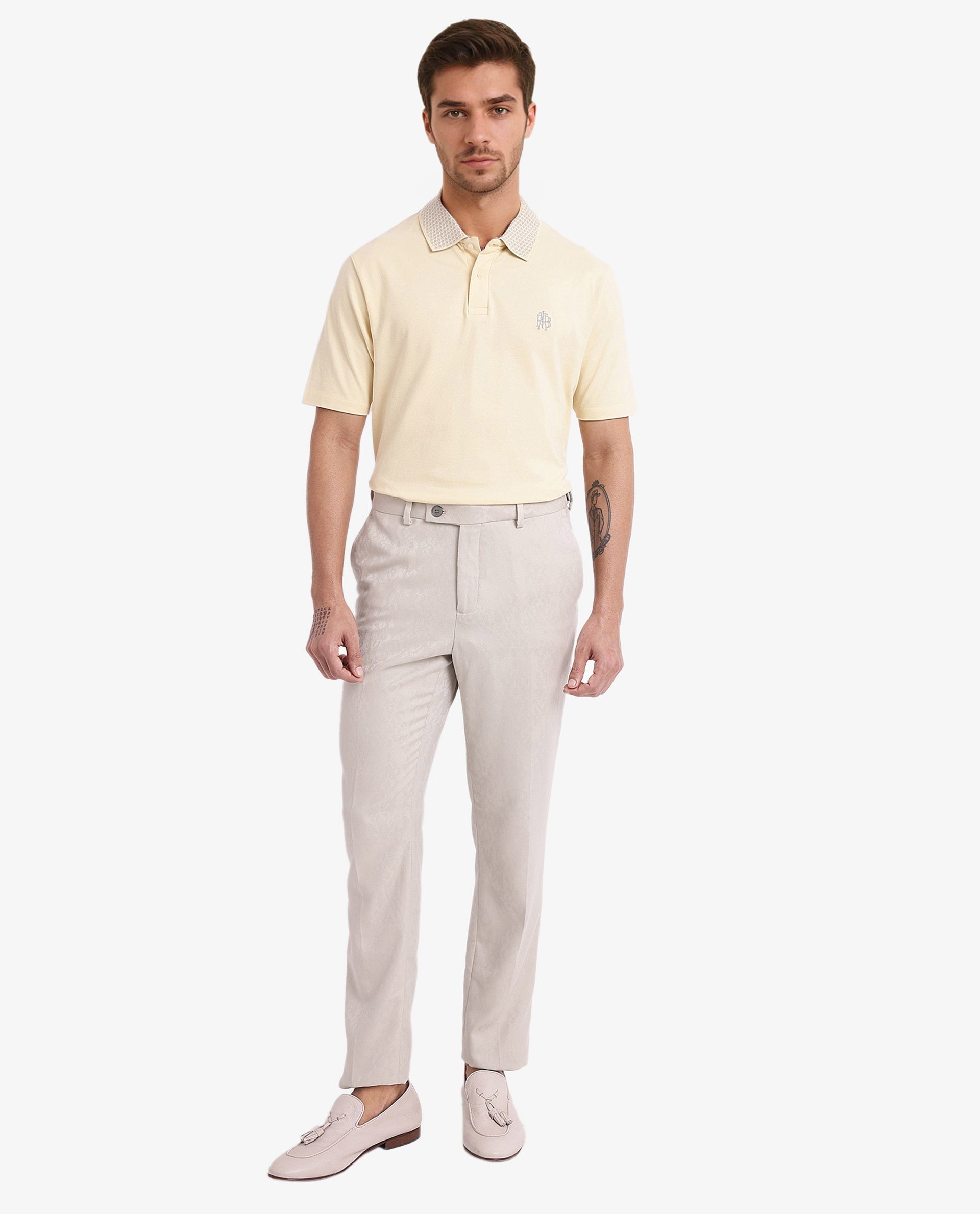 Men's Yellow Casual Regular Fit Solid Half Sleeves Polo Tshirt