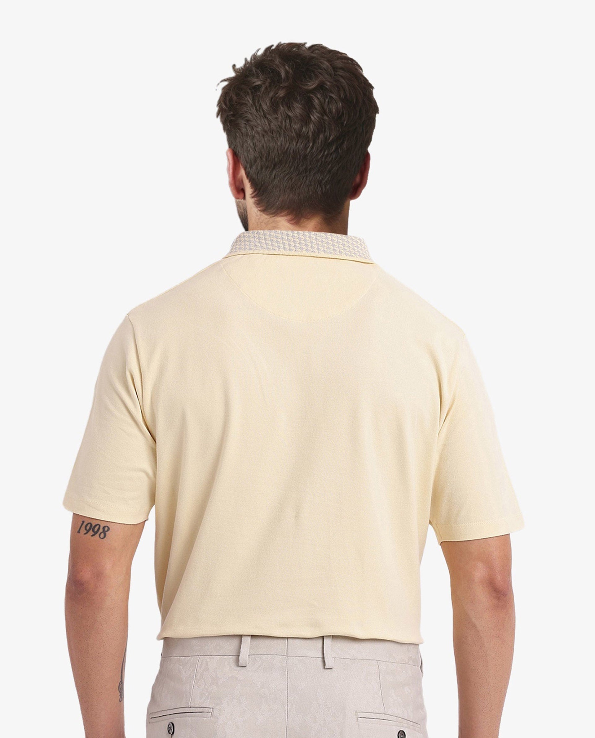Men's Yellow Casual Regular Fit Solid Half Sleeves Polo Tshirt