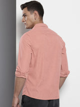 Men's Pink Casual Regular Fit Solid Full Sleeves Shirt