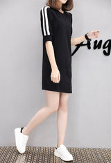 Women's Black Side Stripe Tshirt Dress