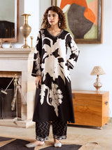 Women's Black Rayon 2 Pieces Kurta Set