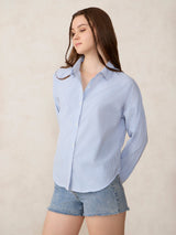 Women's Blue Casual Striped Full Sleeves Shirt