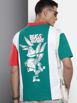 Men's Boxy Looney Tunes Printed Polo Collar Tshirt