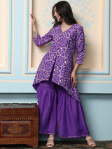 Women's Purple Regular Kurta Sets