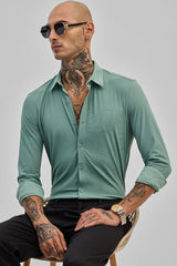 Men's Green Casual Slim Fit Solid Full Sleeves Shirt