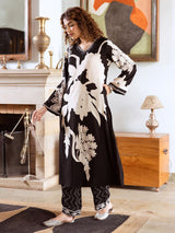 Women's Black Rayon 2 Pieces Kurta Set