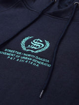 Men's Navy Blue Casual Hood Neck Checked Full Sleeves Hoodie