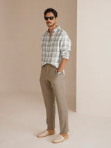 Men's Grey Casual Regular Fit Checkered Full Sleeves Shirt