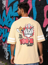 Men's Oversized Tom & Jerry Printed Round Neck Tshirt