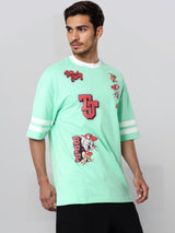 Men's Oversized Tom & Jerry Printed Round Neck Tshirt