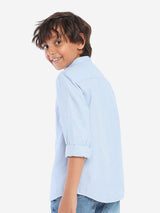 Boys Blue Casual Solid Regular Fit Full Sleeves Shirt