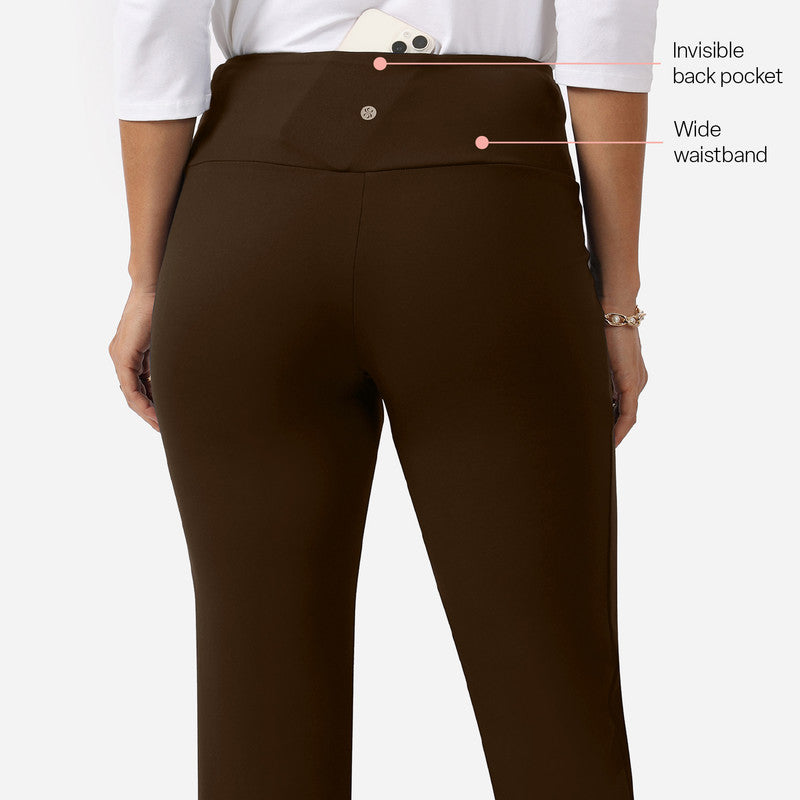 Women's Brown Solid Sports High Rise Trouser