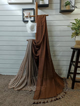 Women's Brown Mul Cotton Saree