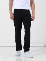 Men's Black Casual Straight Fit Solid Trousers