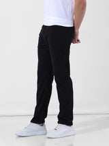 Men's Black Casual Straight Fit Solid Trousers