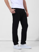 Men's Black Casual Straight Fit Solid Trousers