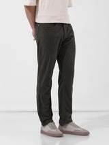 Men's Olive Casual Straight Fit Solid Trousers