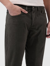 Men's Olive Casual Straight Fit Solid Trousers