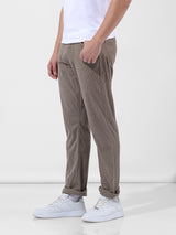 Men's Grey Casual Straight Fit Solid Trousers