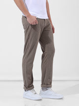 Men's Grey Casual Straight Fit Solid Trousers