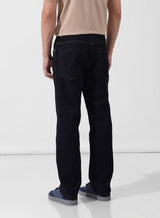 Men's Dark Blue Straight Fit Solid Mid Rise Jeans