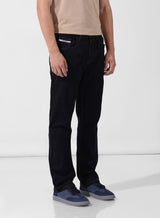 Men's Dark Blue Straight Fit Solid Mid Rise Jeans