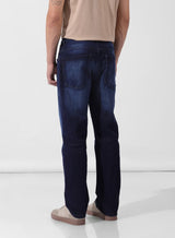 Men's Blue Straight Fit Solid Mid Rise Jeans
