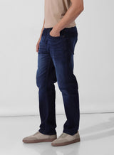 Men's Blue Straight Fit Solid Mid Rise Jeans