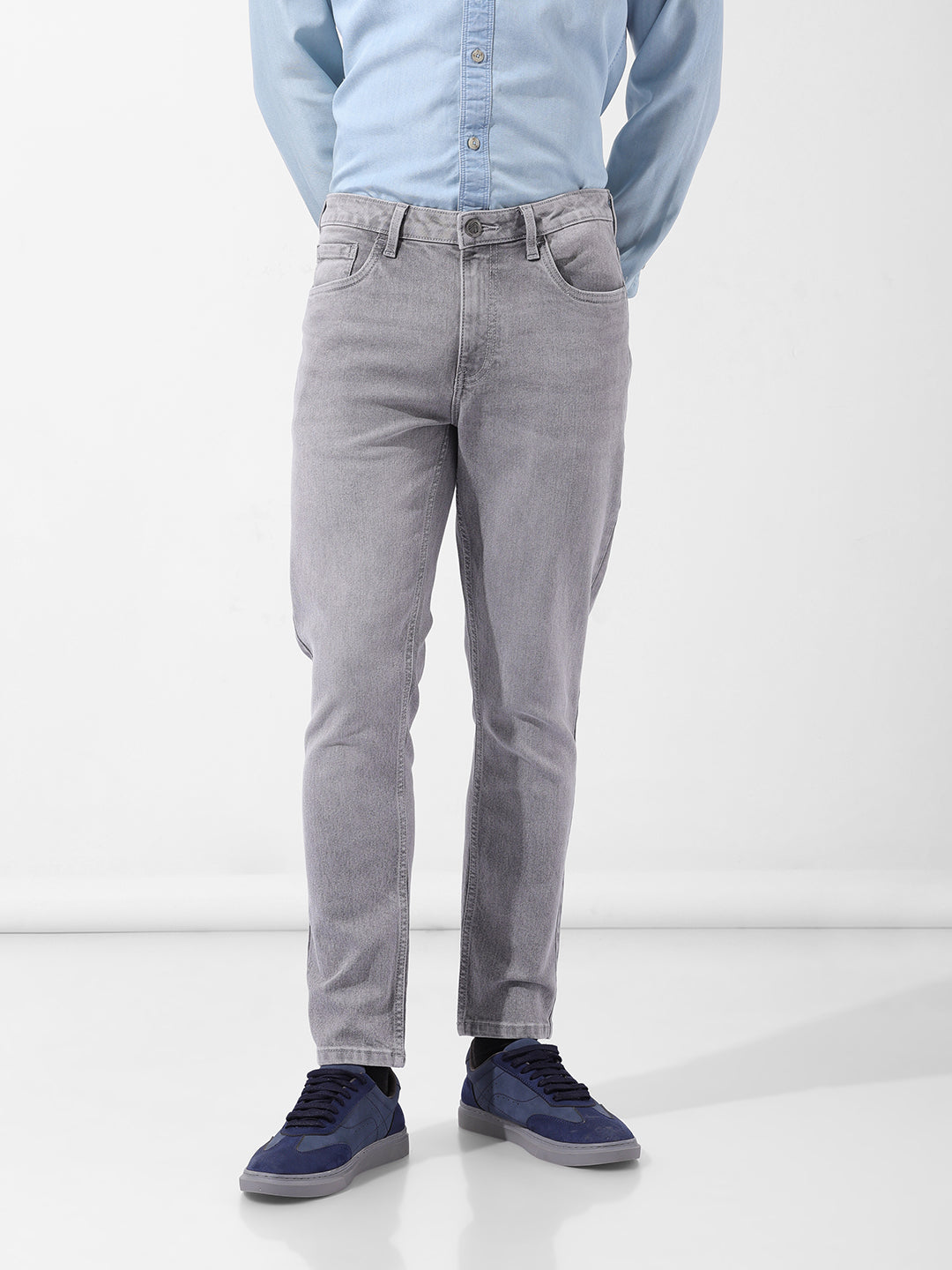 Men's Gray Casual Slim Fit Jeans