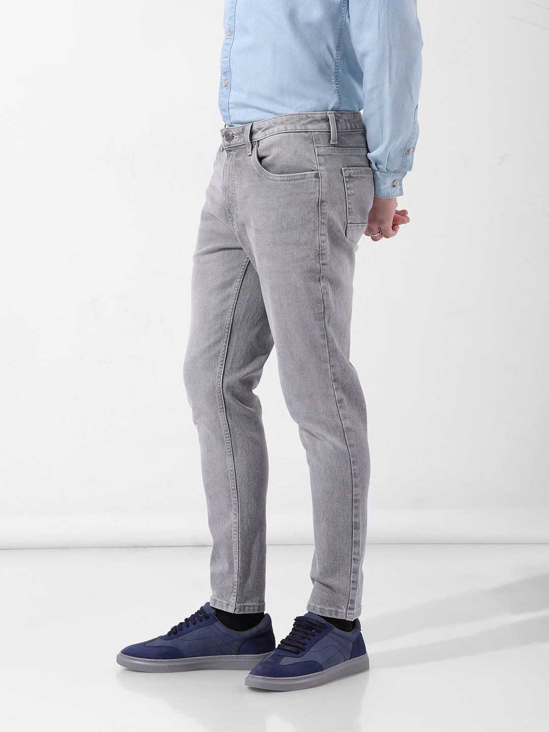 Men's Gray Casual Slim Fit Jeans