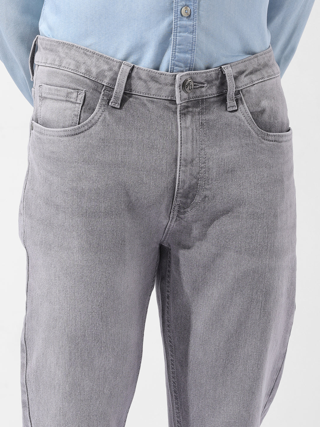 Men's Gray Casual Slim Fit Jeans