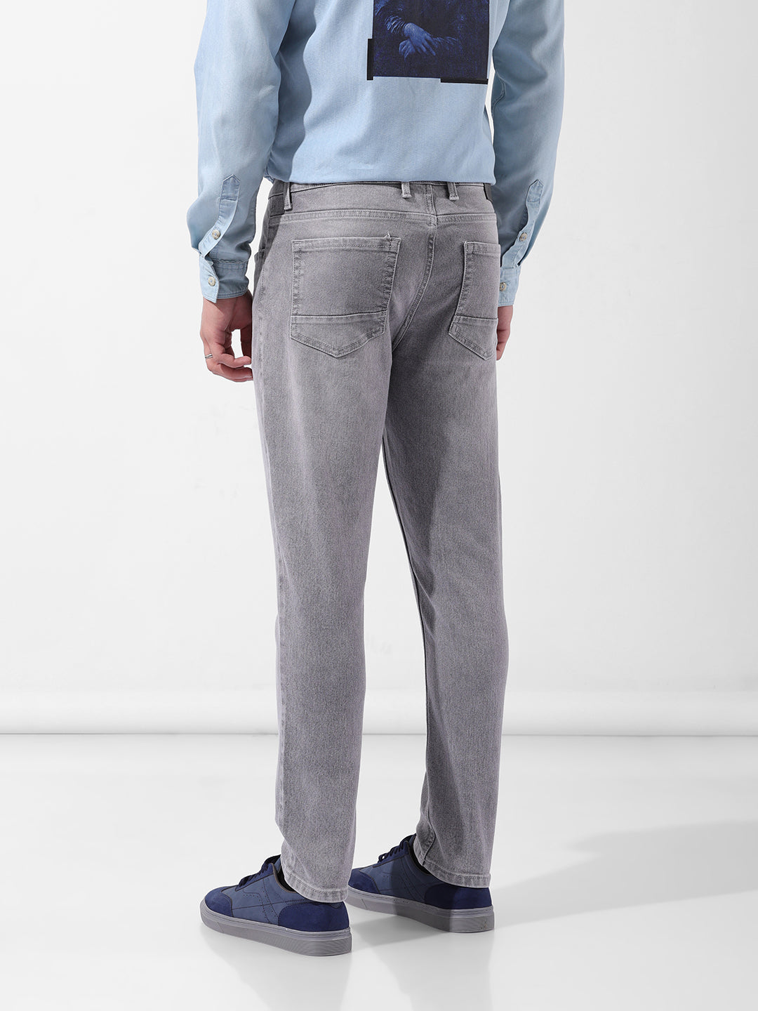 Men's Gray Casual Slim Fit Jeans