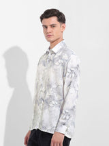 Men's Grey Casual Regular Fit Round Neck Full Sleeves Shirt