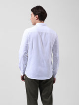 Men's White Casual Slim Fit Round Neck Full Sleeves Shirt